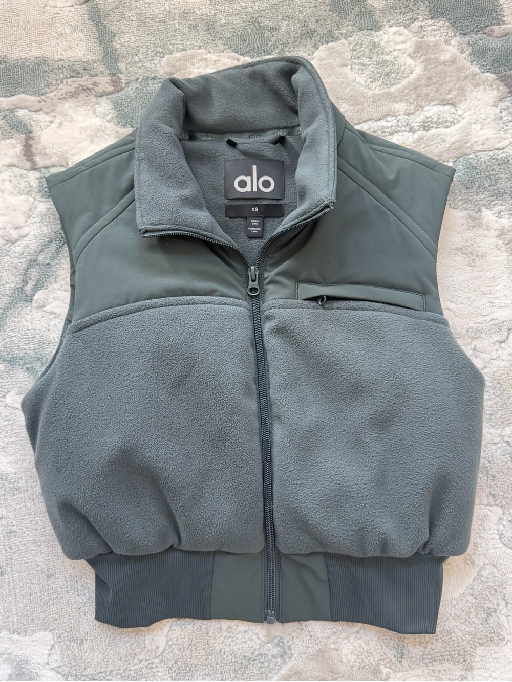 ALO Yoga  Fleece Zip Vest in Slate Green